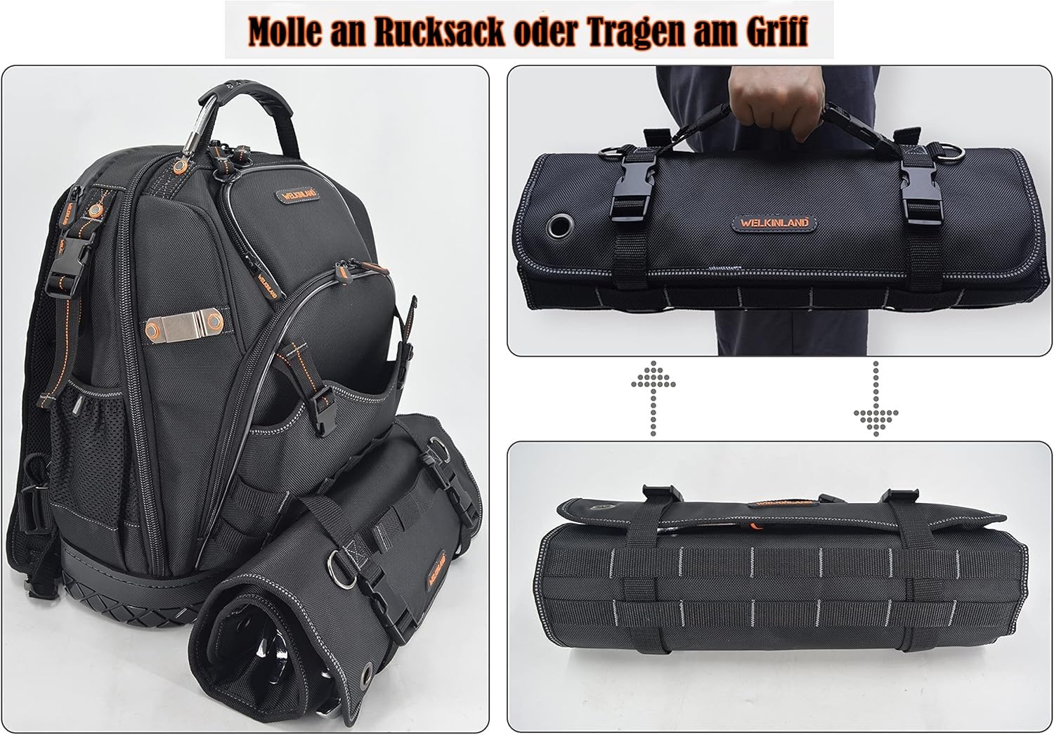 22 Taschen Schraubenschlüsselrolle, Schraubenschlüssel-Set, Werkzeugrolle, Schraubenschlüsseltasche, Schraubenschlüssel-Werkzeugrolle, Schraubenschlüsselhaltertasche, aufrollbarer Organizer 5