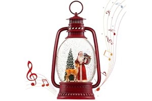 EDDORUNNING 12.6 Inch Large Christmas Snow Globes, Snow Globe Christmas with Santa, Glittering Snow Globe Lantern with Timer, Musical Christmas Snow Globe for Christmas Decor(Santa)