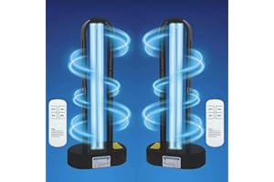 BAIMNOCM UVC Light, 2 Pack 38 Watt UV Sanitizer for Mold, Ultraviolet Light for Room, UV-C Lamp for Dust Mite Device with 15/30/60 Minutes Timer, Indoor Use