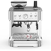 Espresso Machine with Built-in Grinder, Italian ULKA 15 Bar Pump, Removable 85oz Water Tank, Dual PID Temperature Control, Mi