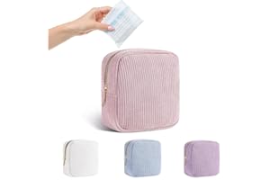 Period Bag for School Teen Girls, Corduroy Sanitary Napkin Storage Bag with Zipper, Menstrual Pad Bag Tampon Holder for Purse