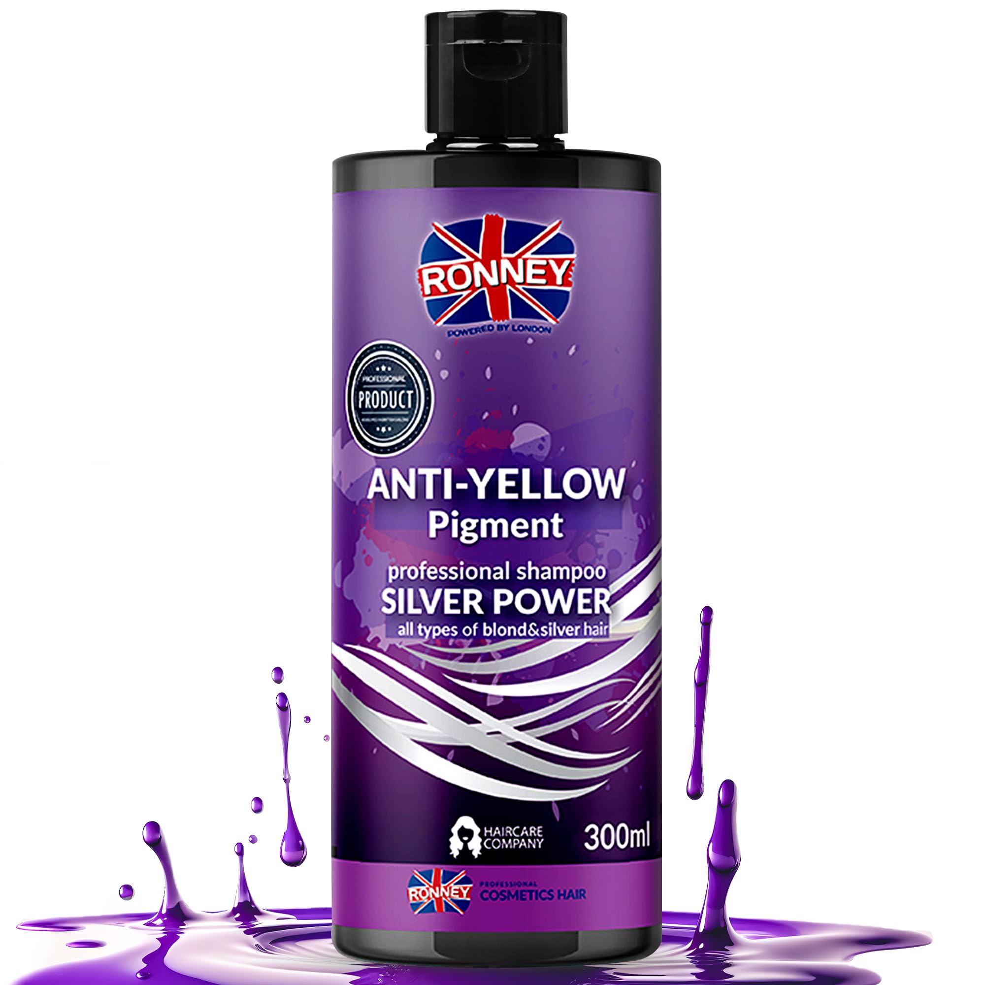 RONNEY Purple Shampoo for Blonde Hair that Eliminates Brassy Tones and Yellow Tint - 300ml Professional Blonde Shampoo for Bleached, Silver & Grey Hair - No Yellow Formula that Lightens & Adds Shine