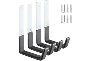 GEEWATOM Heavy Duty Steel Garage Hooks,Garage Storage Utility Hooks, Garden Tool Organizer,Steel Wall Mount Hooks, Garden Hose Hanger (Large-4PC)
