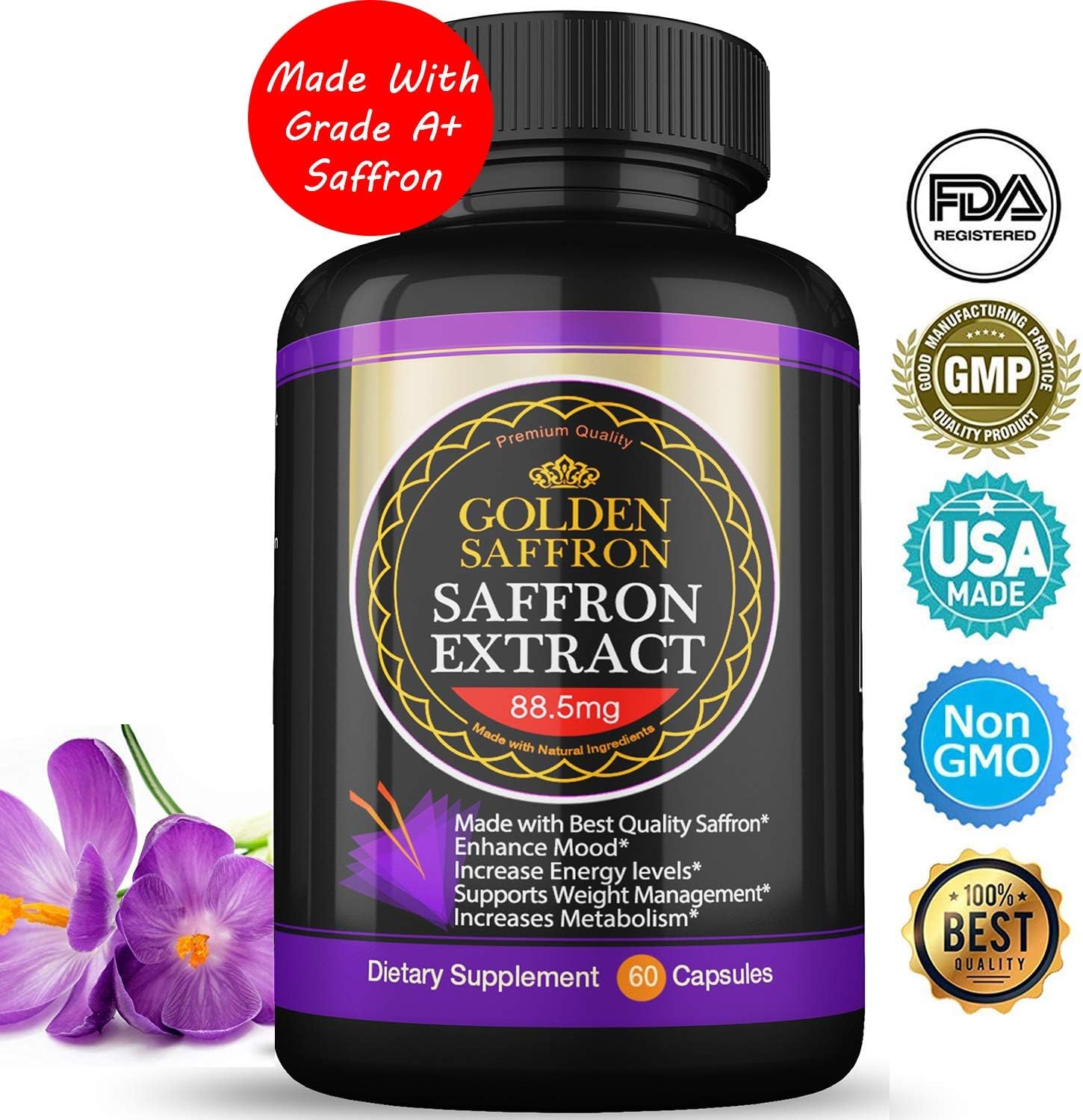 Golden Saffron, Saffron Extract 8825 (Vegetarian) Best All Natural