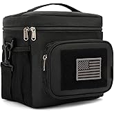 FlowFly Tactical Lunch Bag Large Insulated Lunch Box Cooler Tote for Men, Women with MOLLE/PALS Webbing (Black)
