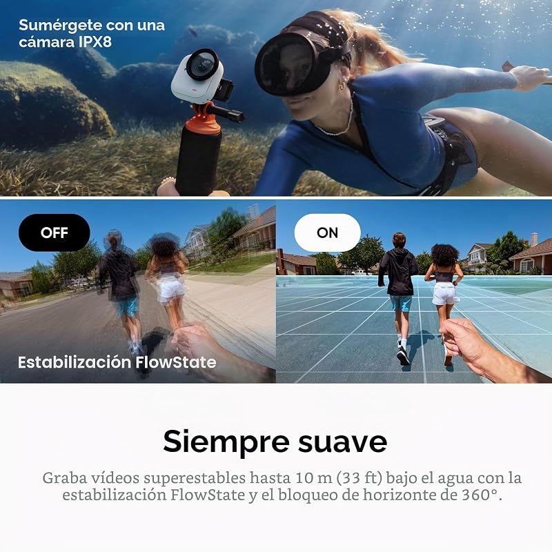 GO Ultra Black - Câmara vlog 4K pequena, mãos-livres, câmara POV, sensor de 1/1,28", peso de 53 g, campo de visão de 156°, bateria de 200 min, câmara de ação portátil para desporto (Recondicionada)