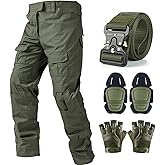 SANYETS Tactical Pants,Combat Pants with Knee Pads Belt Gloves,Camo Pants for Men, Men's Military Airsoft Clothes Gear