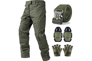 SANYETS Tactical Pants,Combat Pants with Knee Pads Belt Gloves,Camo Pants for Men, Men's Military Airsoft Clothes Gear