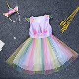 URAQT Unicorn Costume Purple Dress with Necklace Headband Kids Toddlers 150cm view 6