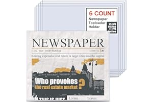 Faccito 6 Pack Hard Newspaper Holder 13" x 11" Rigid PVC Protection Plastic Newspaper Protector 4.5mm Thick Clear File Loaders Archival Documents Storage for Magazines, Comics, Photos