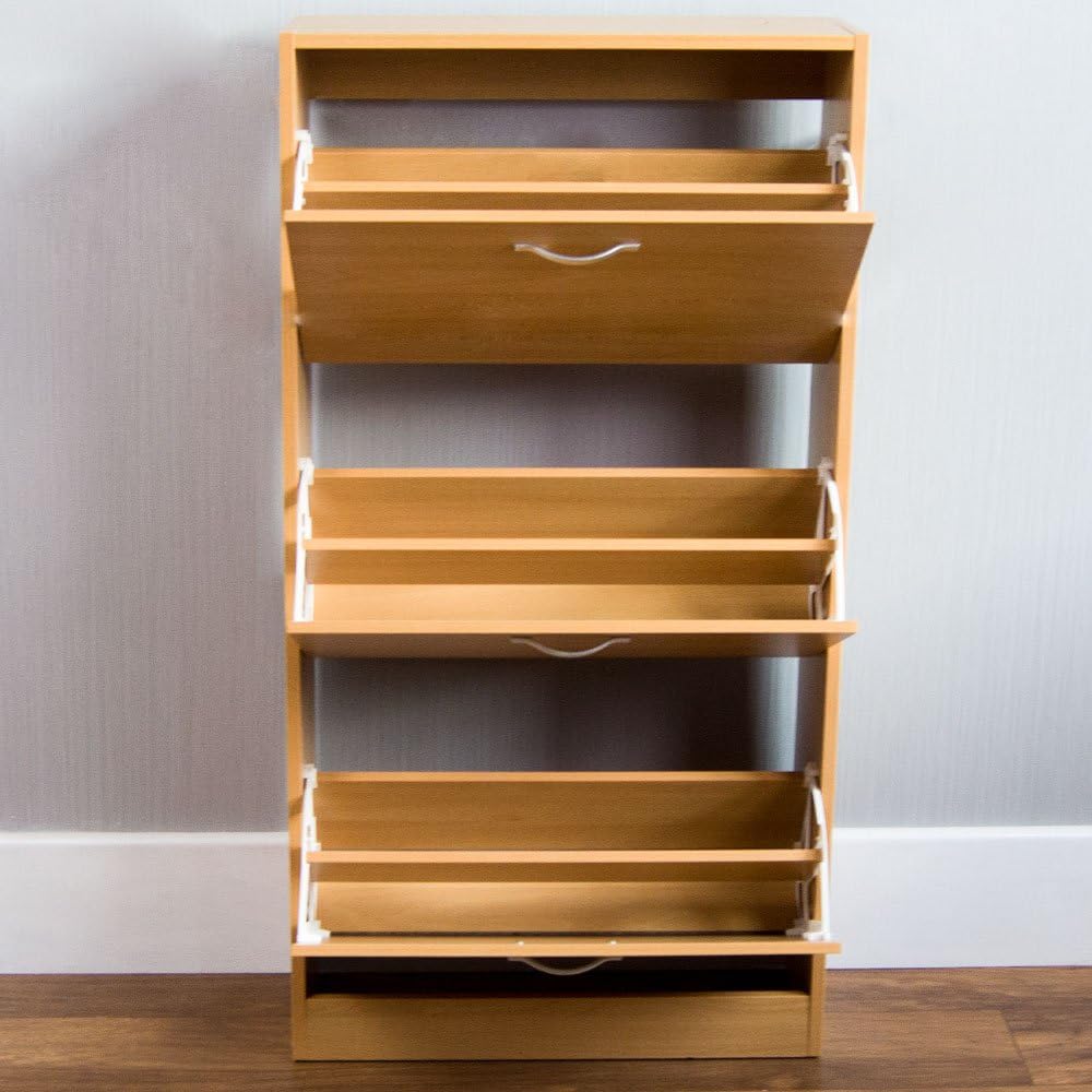 Vida Designs Shoe Cabinet, Wooden Shoe Storage Unit with 3 Pull-Down Drawers - Image 5
