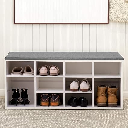 Crafteam Schuhbank, Schuhregal, Schuhaufbewahrung, Sitzbank, 10 Fächer