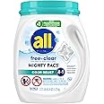 All Mighty Pacs Laundry Detergent Free Clear Odor Relief, Tub, 56 Count