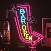 Lucunstar Bar Open Neon Sign Colorful LED Bar for Wall Decor Dimmable USB Powered Neon Lights for LED for Bussness Man Cave Art Wall Decor