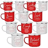 Mifoci 24 Pcs Christian Enamel Coffee Mugs Bulk 12 oz Bible Verse Coffee Mugs with Handle Religious Inspirational Cups for Church Sunday School Women's Day Coworkers Gifts (Bible Words,Vivid Color)