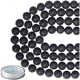 10mm Natural Matte Black Onyx Round Gemstone Frosted 80Pcs Bulk Loose Beads for Jewelry Making Bracelet with Stretch Beading Cord LPBeads