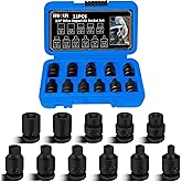 JEUCLEL 11PCS 3/8" Drive Impact Bits Sockets Set, SAE Pipe Plug Socket Set | Tapered Male Square Drive, Chamfered Female Square Drive, CR-MO Steel, Easy Removal Tool Kit