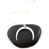 Sterling Silver Crescent Moon Necklace – Hammered Charm Pendant, Solid .925, 18” Chain, Handmade Jewelry Gift