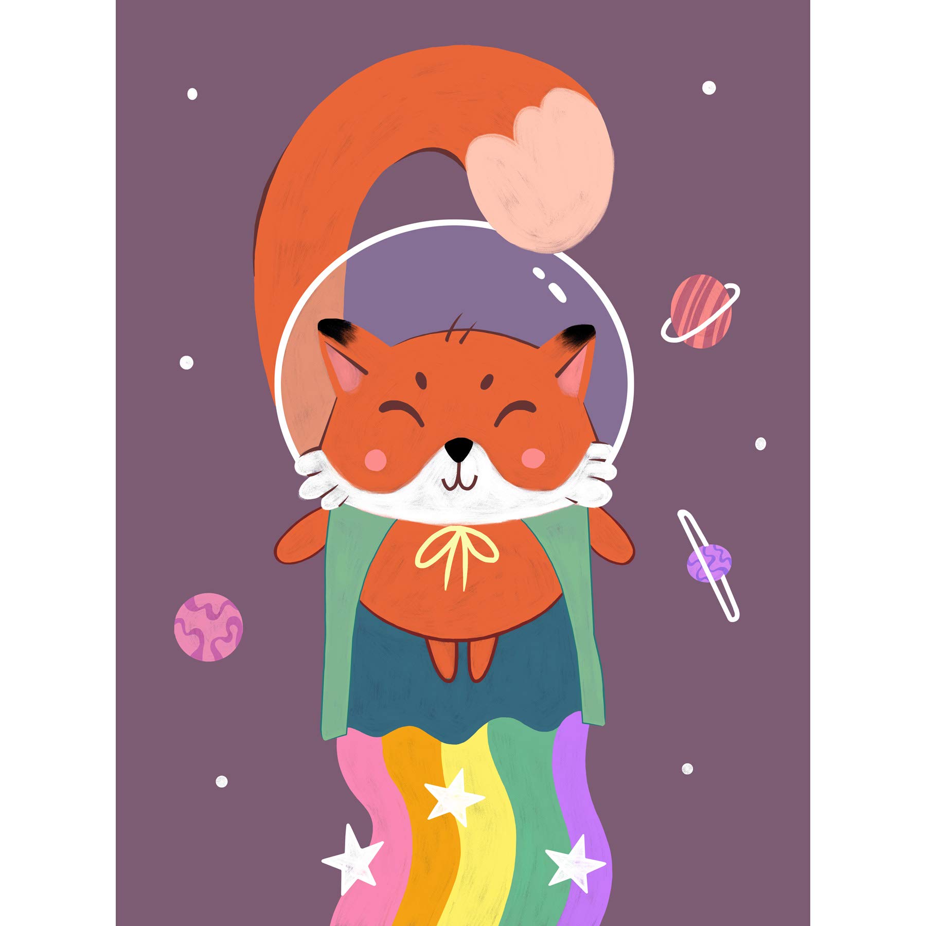 Wee Blue Coo Fox Astronaut Large Art Print Poster Wall Decor — image 1