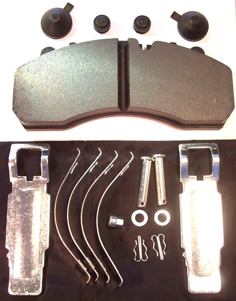 Graphite Metallic European Bus Formula, D1203.60, Air Disc Brake Pad Set (4 Pads) with Hardware for Knorr SB7 & SN7 Caliper, Prevost / Setra / Neoplan/ Nova/ Van Hool Buses