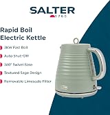 Salter Ripple Rapid Boil Kettle 3kW 1.7L Sage 360° Base Strix Filter view 2