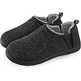 Snug Leaves Men's Faux Wool Slippers Comfy Warm Winter House Shoes with Elastic Gores
