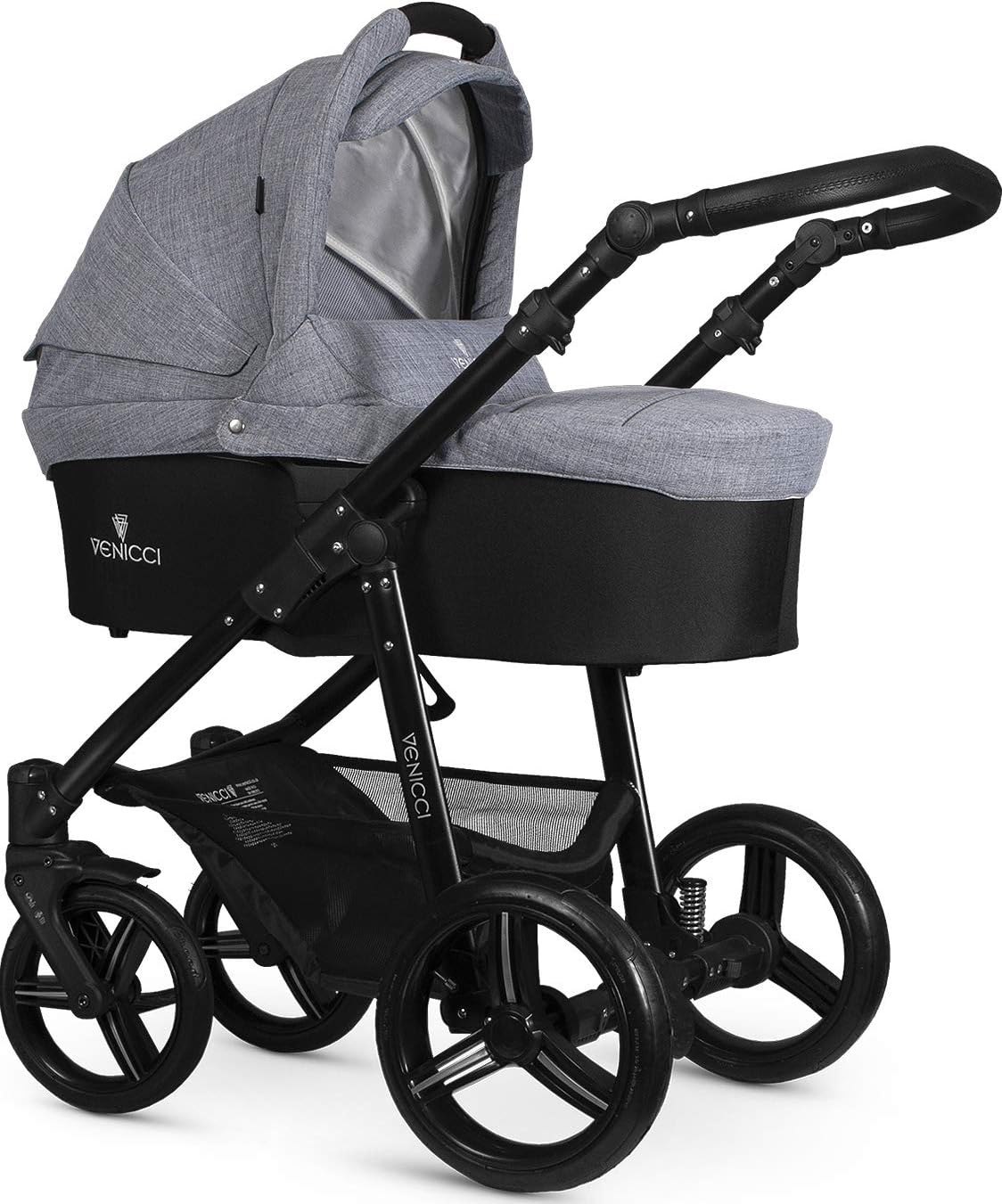Venicci Soft Black Chassis 2-in-1 - Mid Grey Travel System