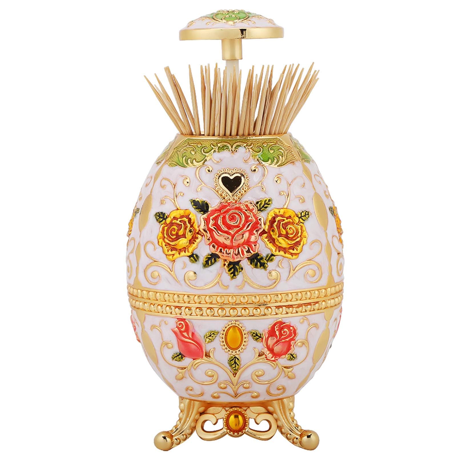 Toothpick Holder, Retro Automatic Pop Up Toothpick Cocktail Sticks Dispenser for Home Kitchen Restaurant Cafe Bar Decor (Gold)