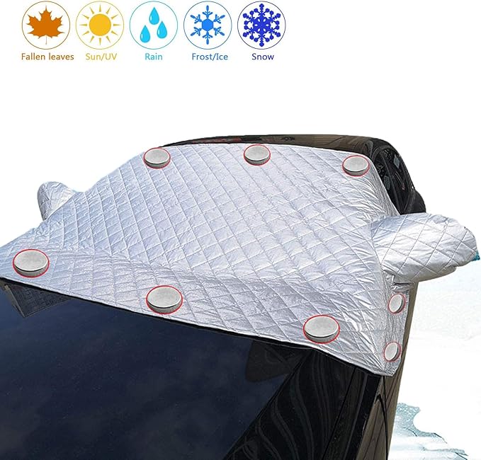 Windshield Cover for Ice and Snow, Car Windshield Winter Frost Cover With Edge, Protect