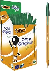 BIC Cristal Fine 0.8mm Green Pens Box 50