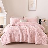 BYHOFMLY Faux Fur Fluffy Girls Twin Bedding Set 3 Pieces Light Pink Plush Kids Comforter Set for Teen Girl Soft Warm Fuzzy Bed Comforter (Blush Pink, Twin)