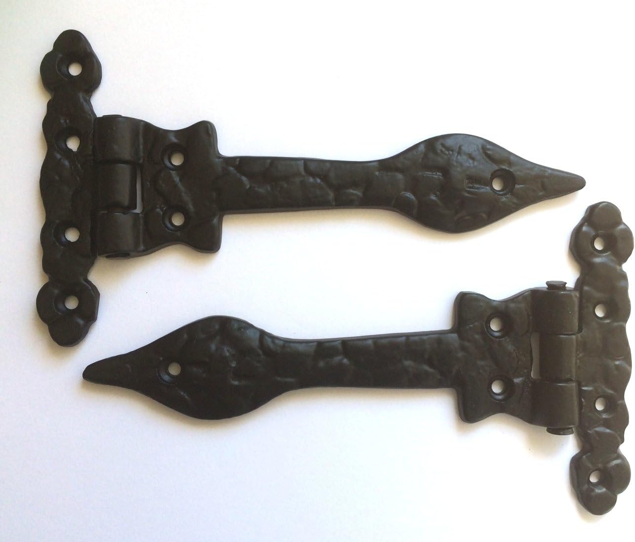 Black Antique Ornate Fleur-De-Lys Hinges - 6" (152mm) - 1 Pair