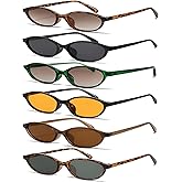 NSODREEM Retro Oval Cat Eye Sunglasses for Women 90s y2k Thin Sunglasses Womens Trendy Sun Glasses UV Protection