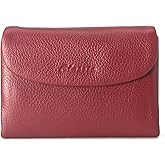 DAMAIKE Wallet for Women [Genuine Leather] [Magnetic Closure], Large Capacity Female Ladies Bifold Wallet Card Holder, ID Window, Zipper Coin Pockets (Burgundy)