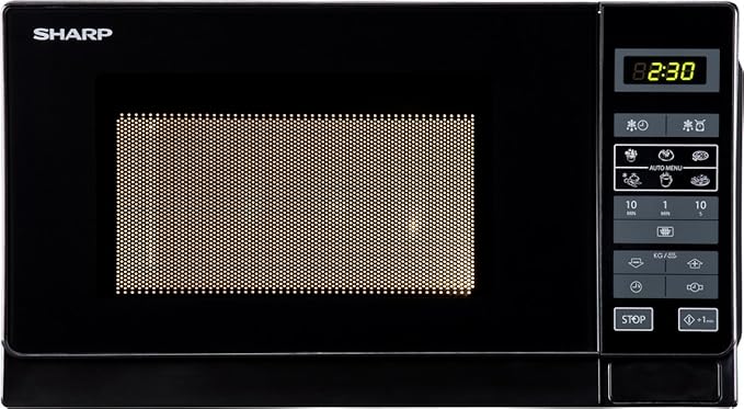 Sharp R-242 BKW Microondas 20L, Control Táctil, 800W, Black, 800 W, 20 litros, Negro