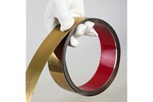 Hungbak Peel and Stick Metal Trim, Flexible Stainless Steel Molding for Wall, Fireplace, Mirror Frame, Craft and Home Decoration (Shiny Gold, 12m x 5cm)