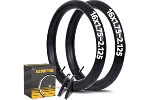 2 Pack 16 Inch Bike Tube AV32mm Schrader Valve, Bicycle Tube with 2 Tire Levers Fit 16 x 1.75/1.9/1.95/2.0/2.1/2.125, Butyl R