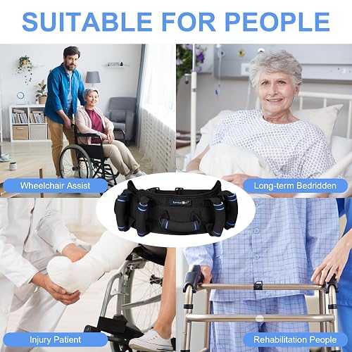 Gait Belt For Seniors – 7-Handle Transfer Belt With Quick Release Buckle, Anti-Slip Nylon, 29-45" Waist, Wider Back Support