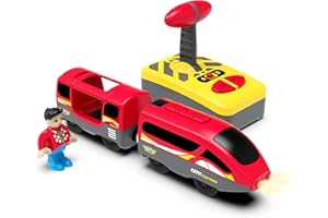 MyKaFort Remote Control City Express Train Set for Toddlers | Battery-Powered Magnetic Electric Train Toy with Lights & Sounds Compatible with Wooden Railway Tracks (Batteries Not Included)