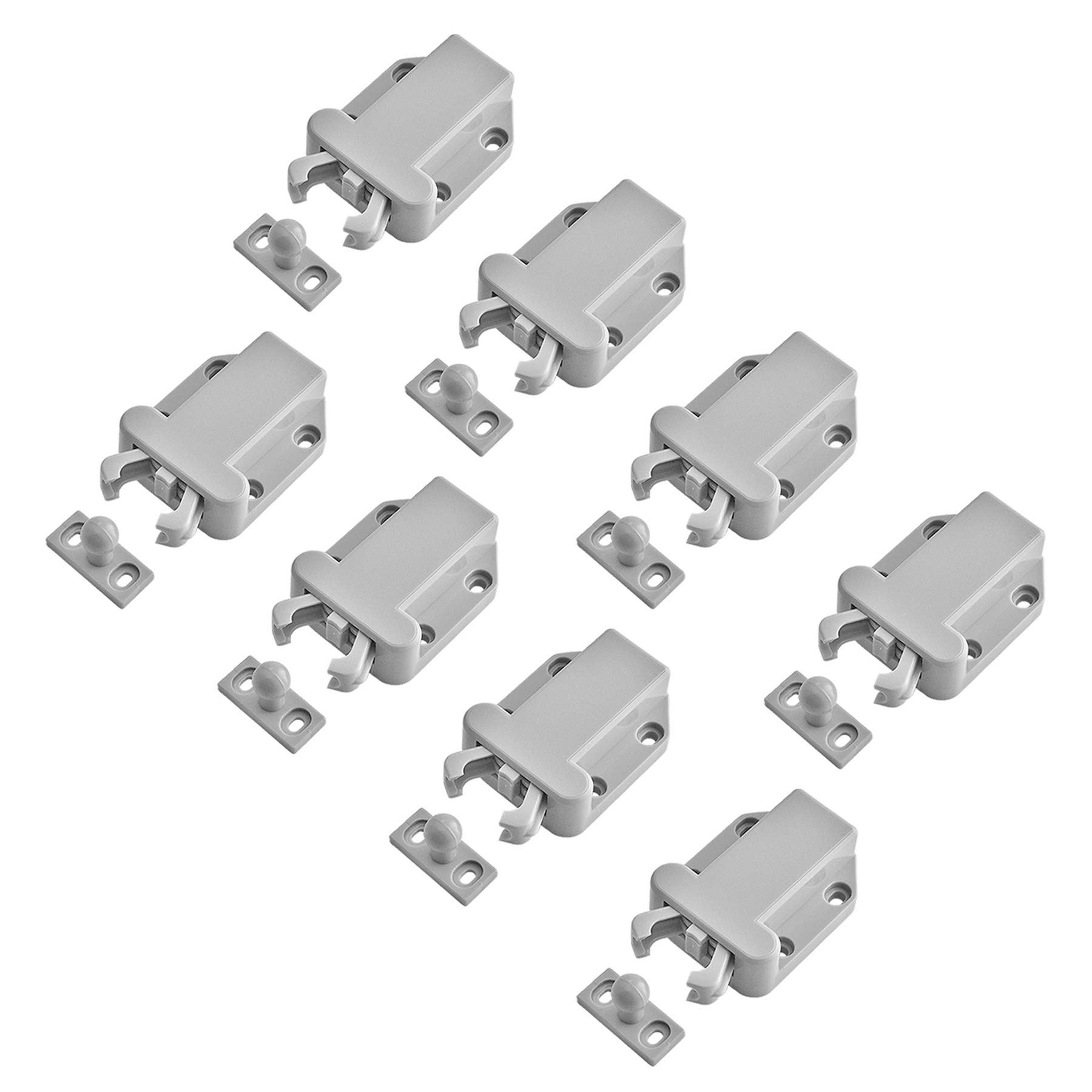 LIKERAINY Door Roller Catches Holder Push to Open for Kitchen Cabinet Cupboard Furniture Closet Bathroom Wardrobe Touch Latch Stopper Gray (8 Pcs)