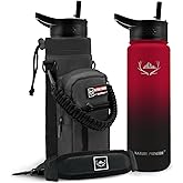 NATURE PIONEOR Insulated Water Bottles with Straw - 24oz Stainless Steel Vacuum Bottle with Holder/Carrier/Sleeve - Reusable 18/8 Food Grade 24 oz Water Jug