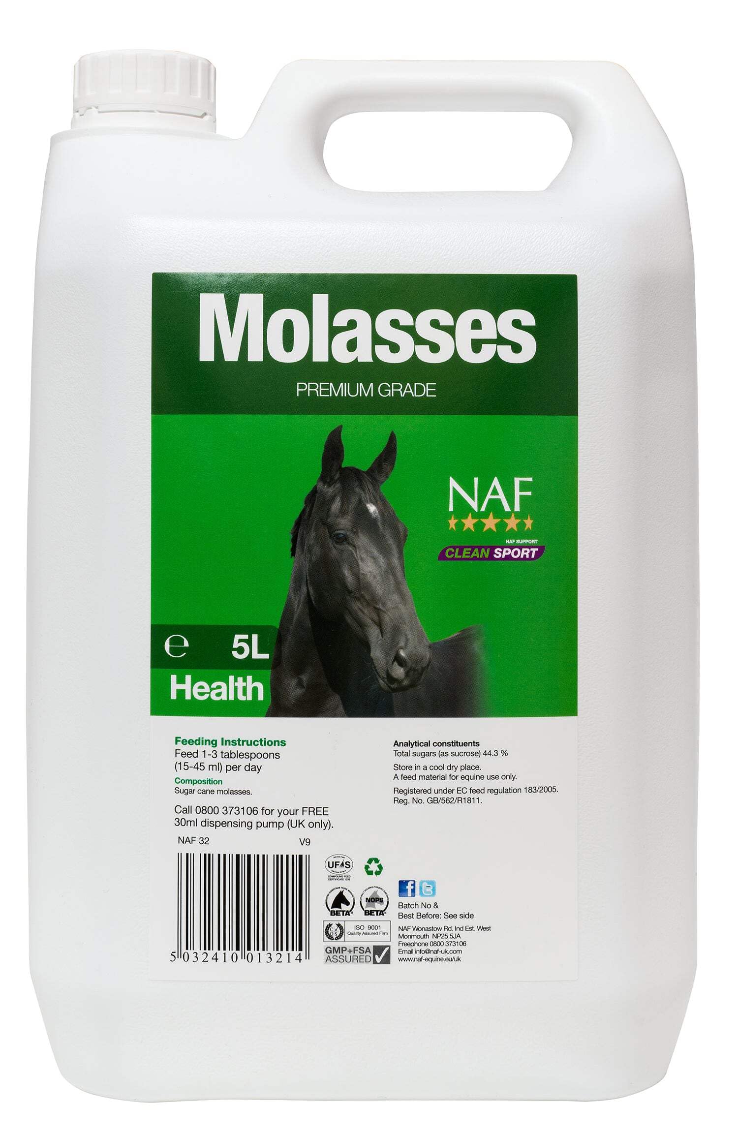 NAF Molasses 5L – Natural Feed Enhancer for Horses – Sweet, Palatable Energy Source – Encourages Appetite & Aids Feed Acceptance