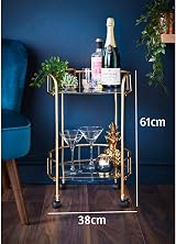 spot on dealz Drinks Trolley Kitchen Island Gold Glass Shelves Four Castors view 4