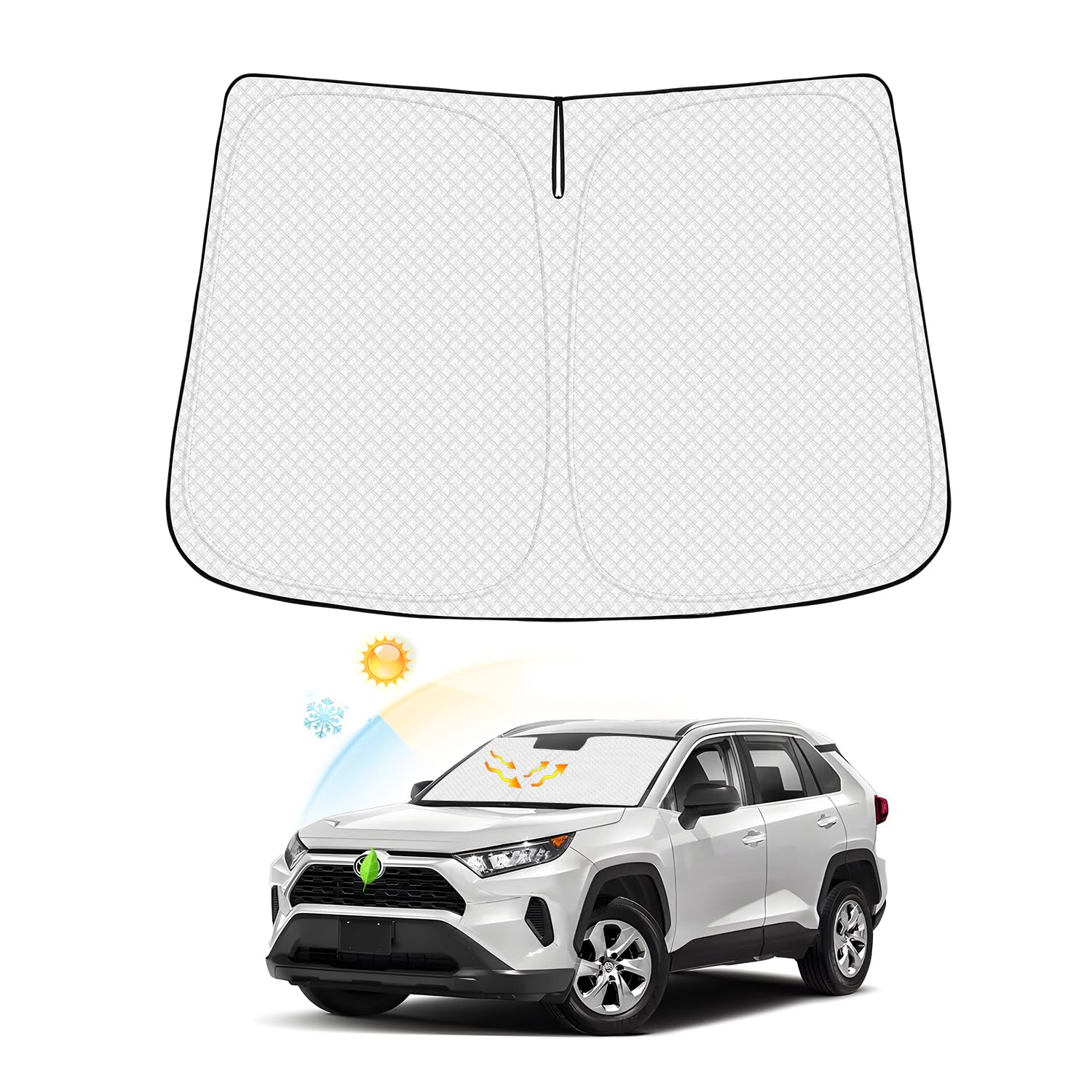 Photo 1 of Canvcle Windshield Sun Shade for 2019-2024 2025 Toyota RAV4 Accessories Thicken 6-Layer Foldable Front Window Sunshade Cover Sun Visor Protector Block UV Rays Keep Vehicle Cool