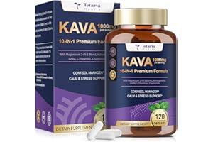 TOTARIA Kava Kava Root Extract 1000mg with Magnesium - 50% Kavalactones, L Theanine, Ashwagandha Herbal Blend for Balanced Mood, Relax Calming, Sleep, Mood, Cognitive & Immune Support - 120 Veg Capsules