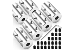 QCDENG 6pcs 8mm to 12mm Steel Shaft Coupling Joint Connector, Rigid Coupling Set Screw, Motor Shaft Connector for Motor Accessories