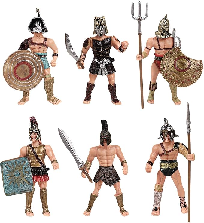 YIJIAOYUN 6 Pcs Large Action Figure Ancient Roman Gladiator Toy Warrior