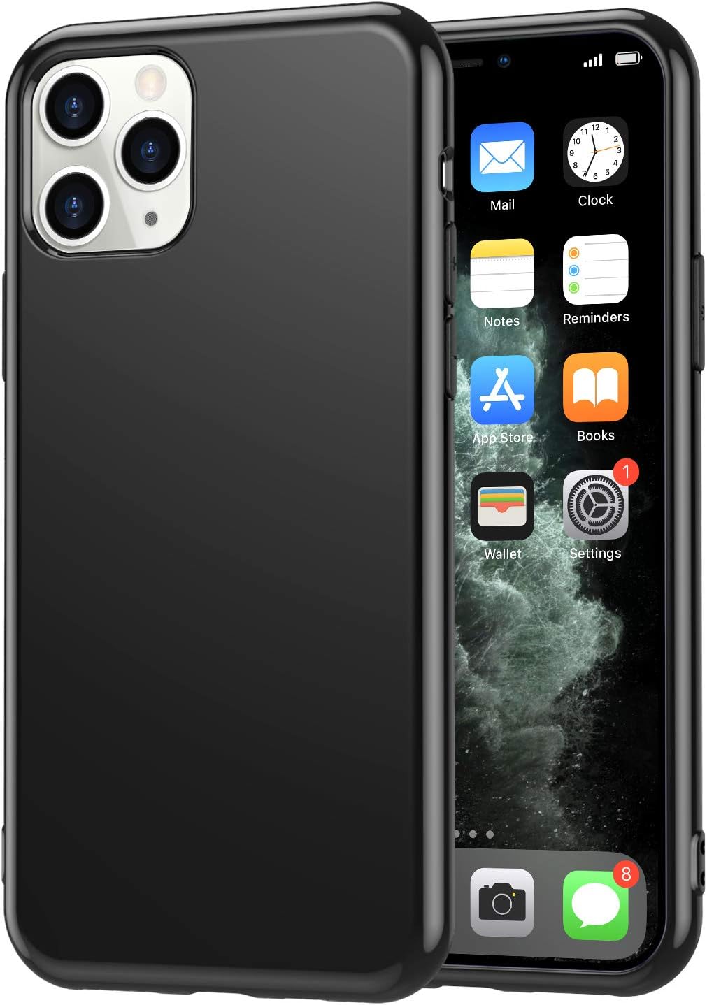 YYXIANG iPhone 11 Pro Max Slim Fit Glossy Skin [2.0mm] Thick Soft Silicone Thin Flexible TPU Cover Case for Grils Women Compatible iPhone 11 Pro Max 6.5 inch (Black)