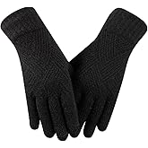 Bodvera Winter Gloves for Women Touch Screen Thermal Soft Lining Elastic Knit Warm Gloves for Cold Weather