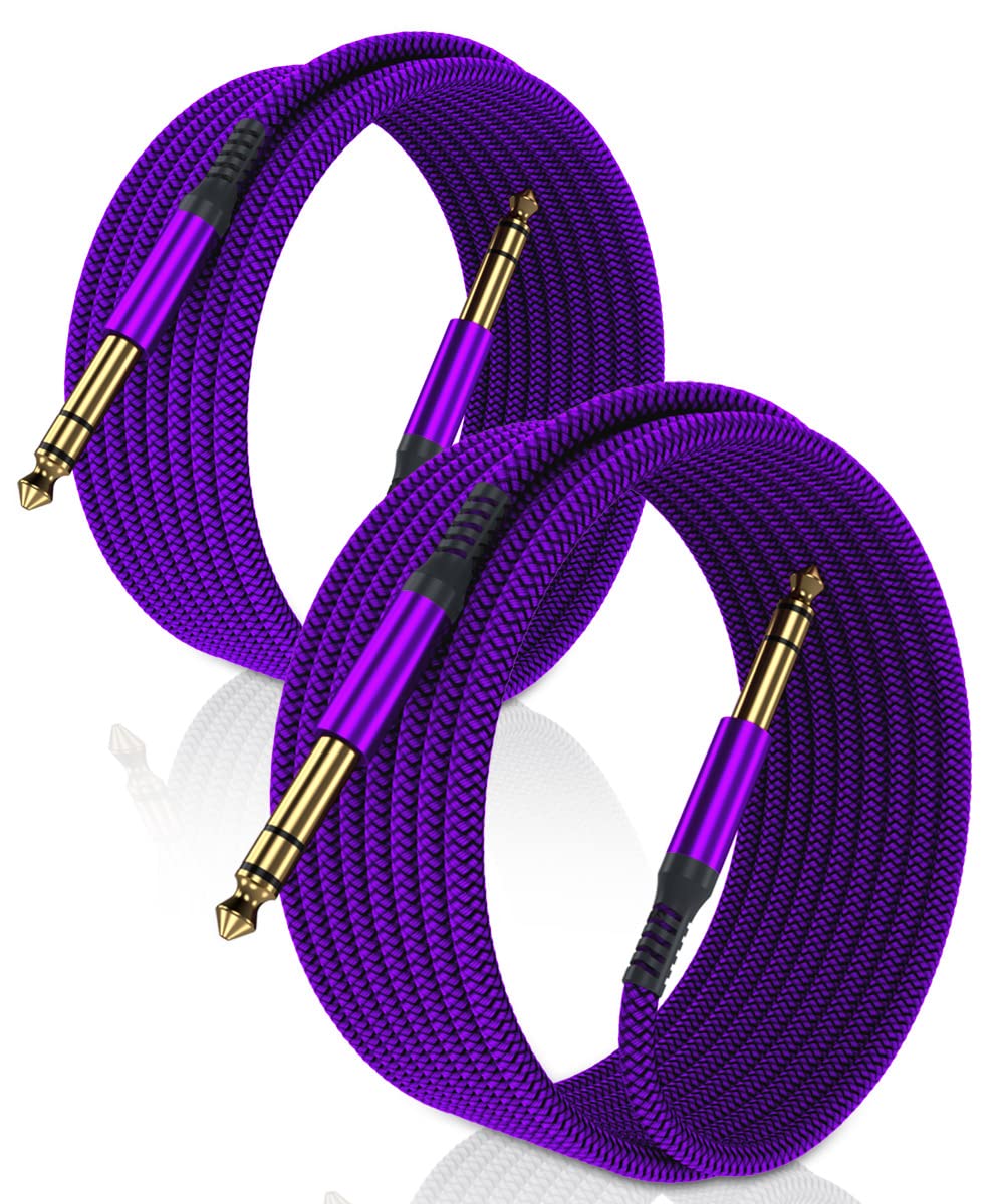 Photo 1 of Elebase 1/4 Inch TRS Instrument Cable 10ft 2-Pack,Straight 6.35mm Male Jack Stereo Audio Interconnect Cord,6.35 mm Balanced Line for Electric Guitar,Bass,Keyboard,Mixer,Amplifier,Amp,Speaker,Equalizer